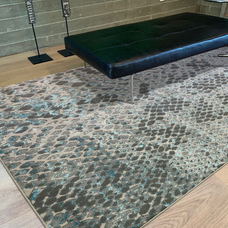 Silver Shimmery Changing Color Gray Aqua Blue Polyester Viscose Blend Area Rug Fabric - Color Changing, Gray Aqua Blue, 5' 3" X 7' 5" (1 Piece)