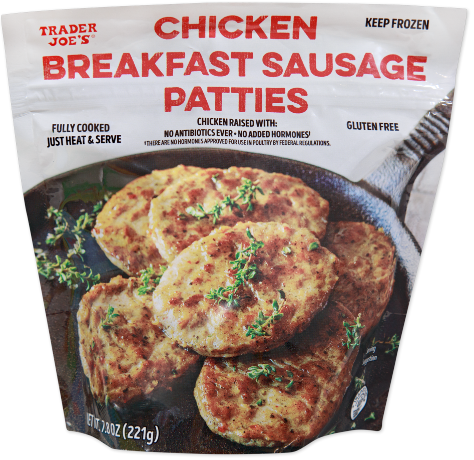 Chicken Breakfast Sausage Patties Fully Cooked Frozen Sausage 7.8 Oz
