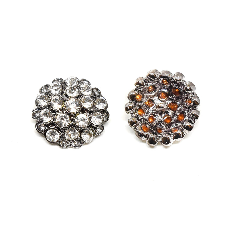 Rhinestone Button Gunmetal 1 Inch