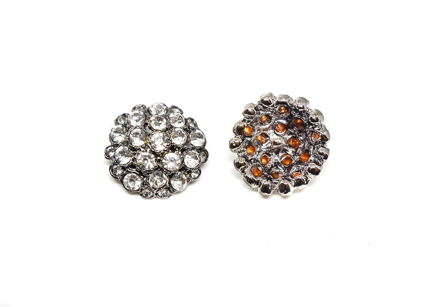 Rhinestone Button Gunmetal 1 Inch