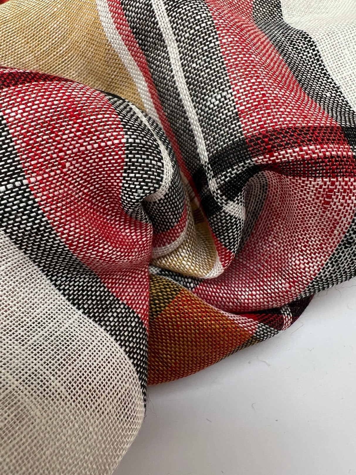 Linen Checked Woven Fabric