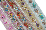 Embroidered Floral Sequins Trim 1.125"