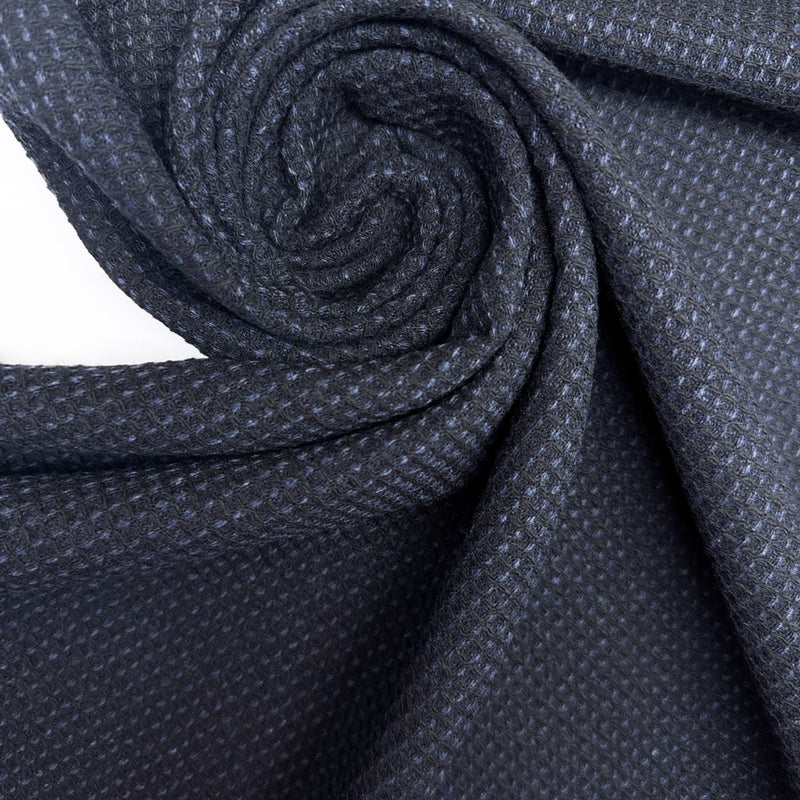 Wool Cotton Fabric Blue Black