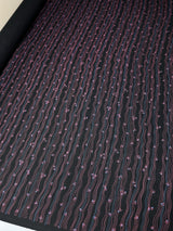 Virgin Wool Printed Striped Fabric Black Pink