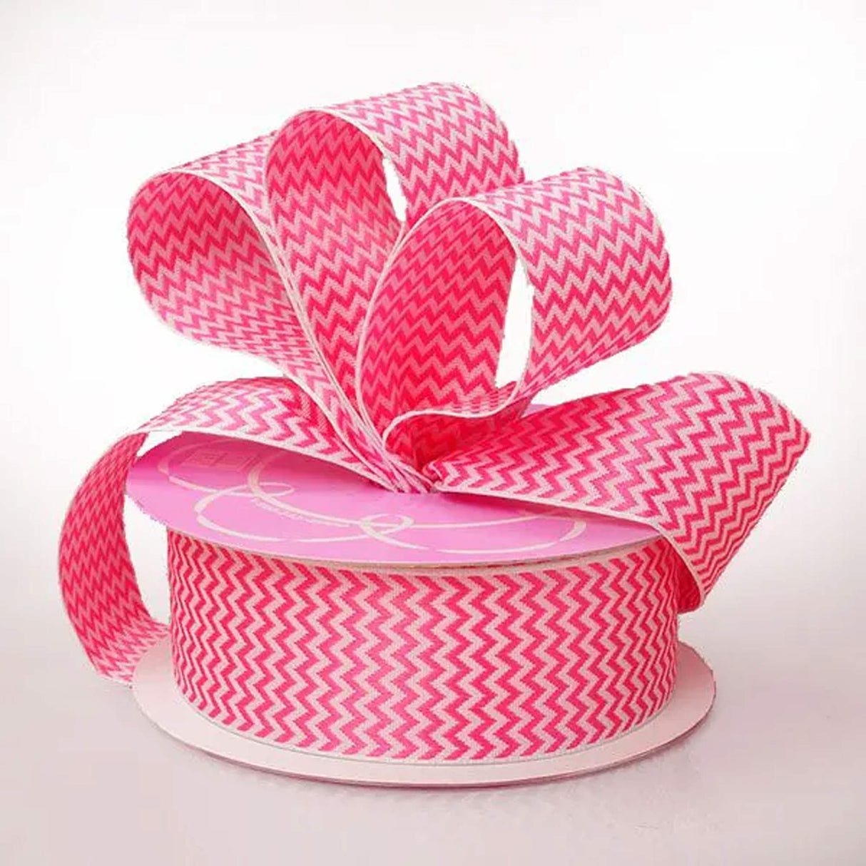 Mini Chevron Woven Ribbon 1 1/2 '' X 20 yd Hot Pink Color 1 / roll