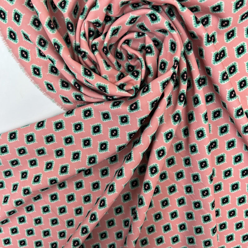 Polyester Elastane Printed Knit Green Pink