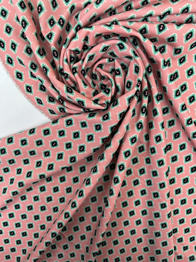 Polyester Elastane Printed Knit Green Pink