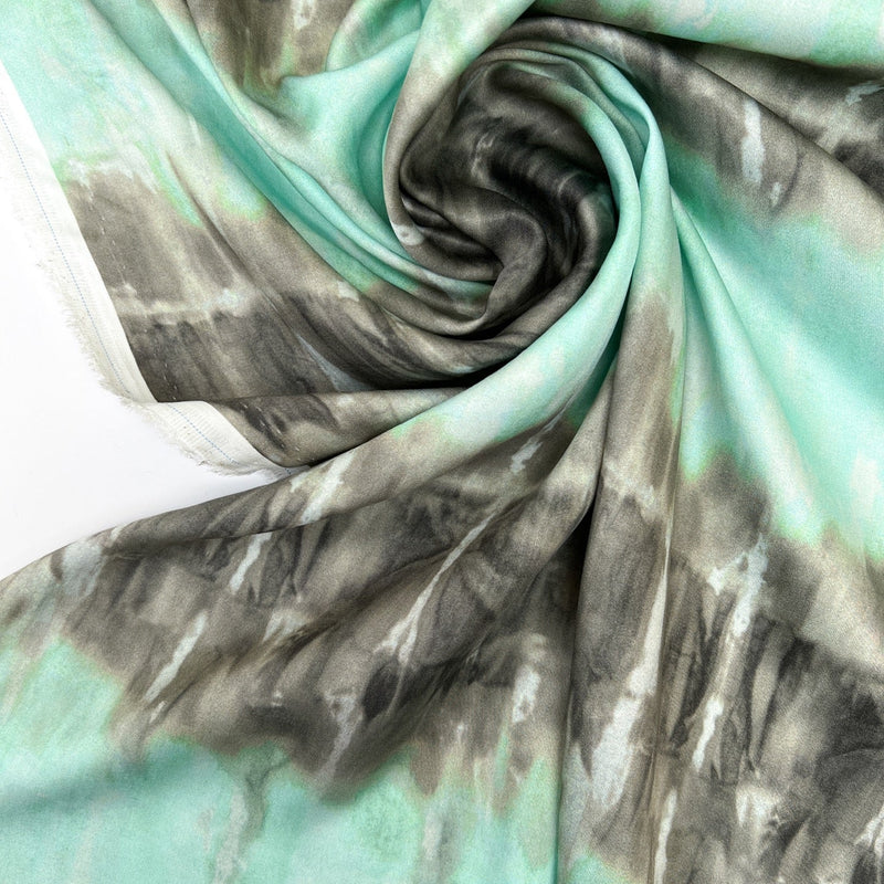 Viscose Sateen Printed Gray Green