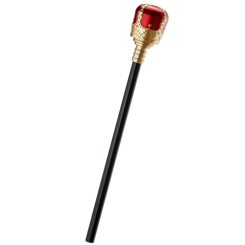 16 inch black costume scepter with red orb and ornate topper
