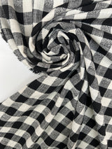 Cotton Polyester Checked Fabric Black White
