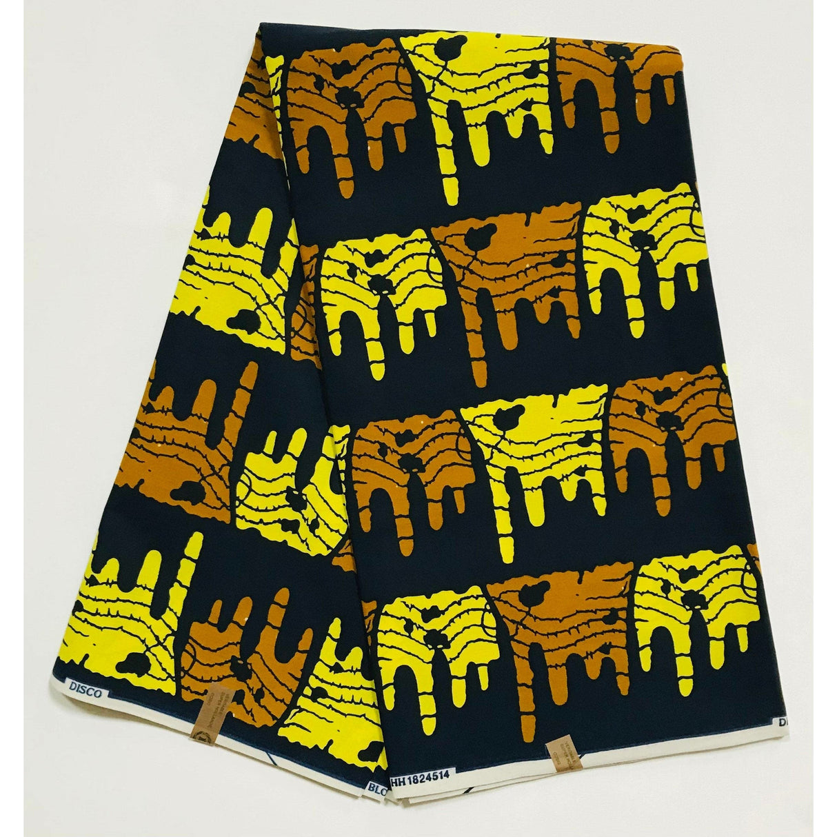 Njoya’s Might 100% Cotton Fabric - Brown, Yellow, Black Double-Sided Print, 46" Width (Per Yard)