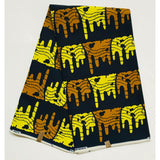 Njoya’s Might 100% Cotton Fabric - Brown, Yellow, Black Double-Sided Print, 46" Width (Per Yard)