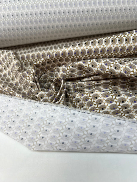 Polyamide Elastane Crepe Printed Beige Geometric