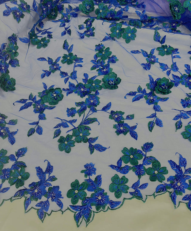 3D Beaded Floral Lace Fabric