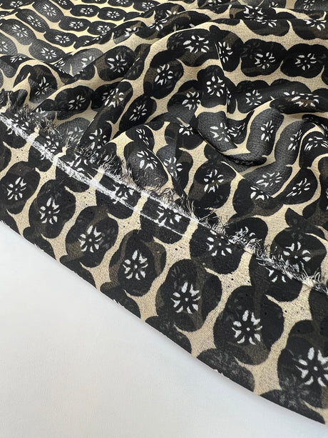 Polyester Chiffon Crepe Printed Beige Black