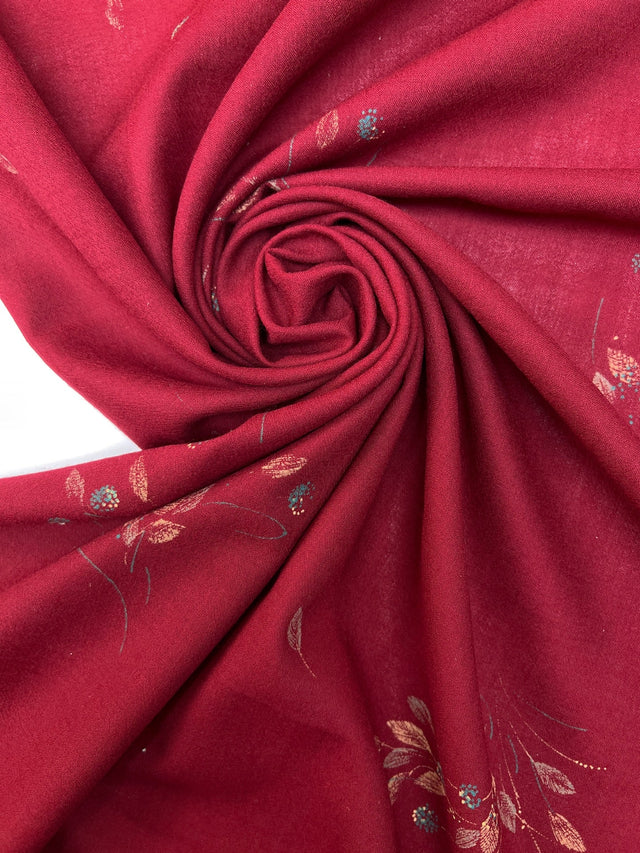 Wool Floral Print Dress Fabric
