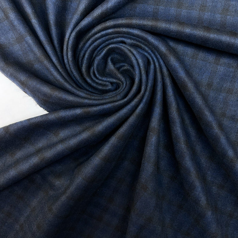 Knitted Fabric Blue Black Checked Italian Stretch
