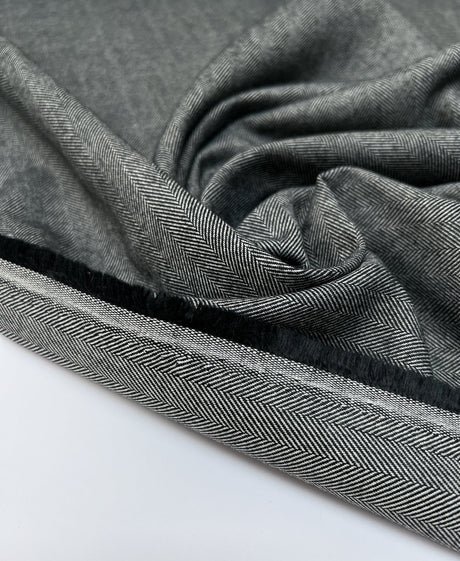Wool Tweed Herringbone Suit Fabric Gray