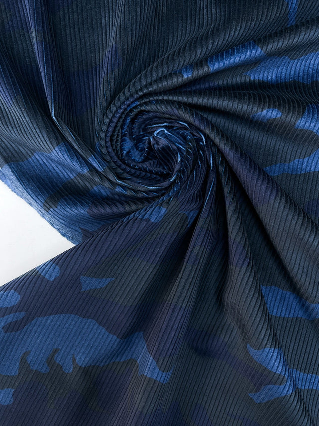Cotton Corduroy Printed Blue Black