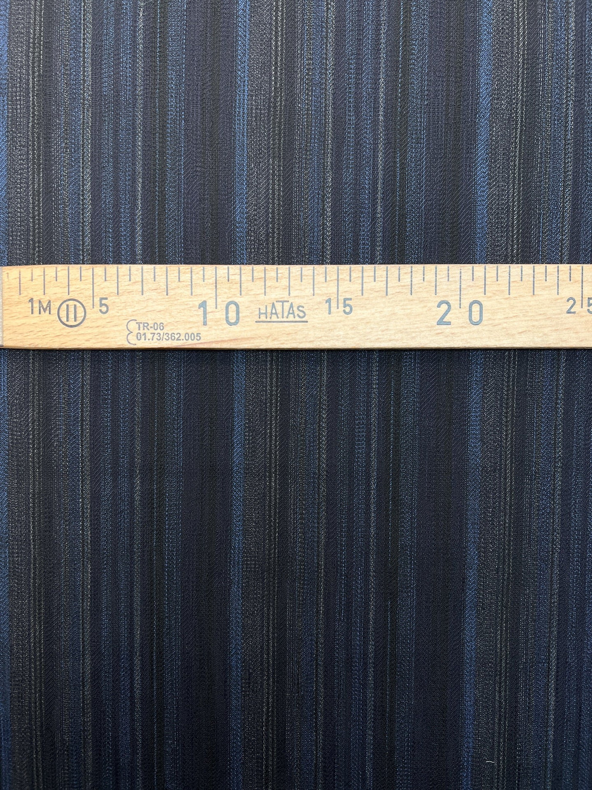 Wool Striped Fabric Black Blue