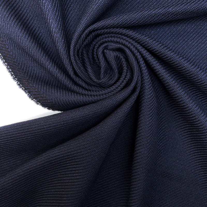 Wool Cotton Twill Fabric Blue Black