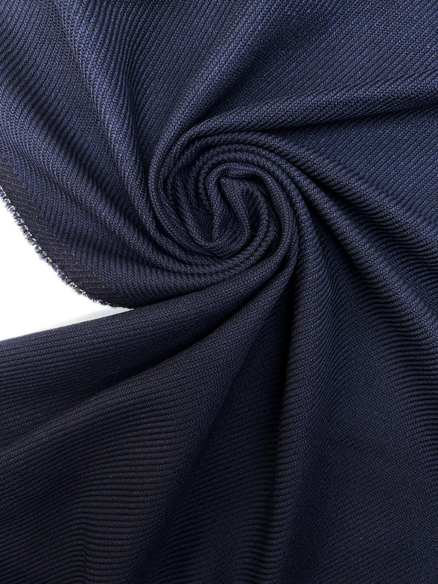 Wool Cotton Twill Fabric Blue Black