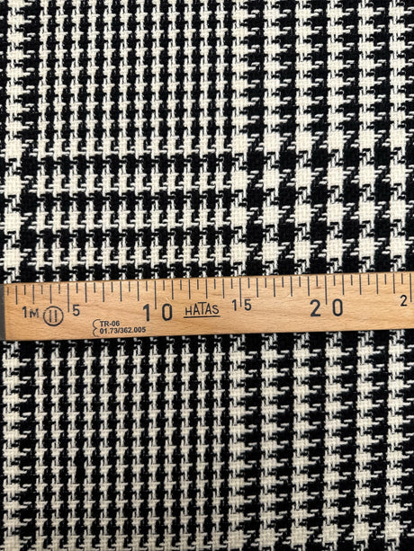 Wool Tweed Checked Black White