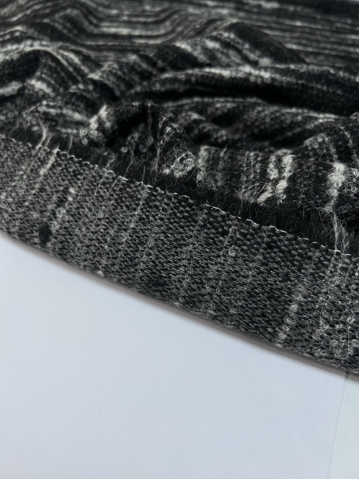 Wool Bouclé Striped Gray Black