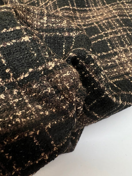 Cotton Bouclé Brown Black Striped