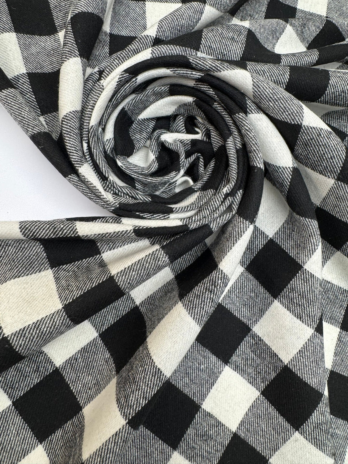 Cotton Flannel Checked Black White
