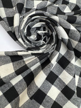 Cotton Flannel Checked Black White
