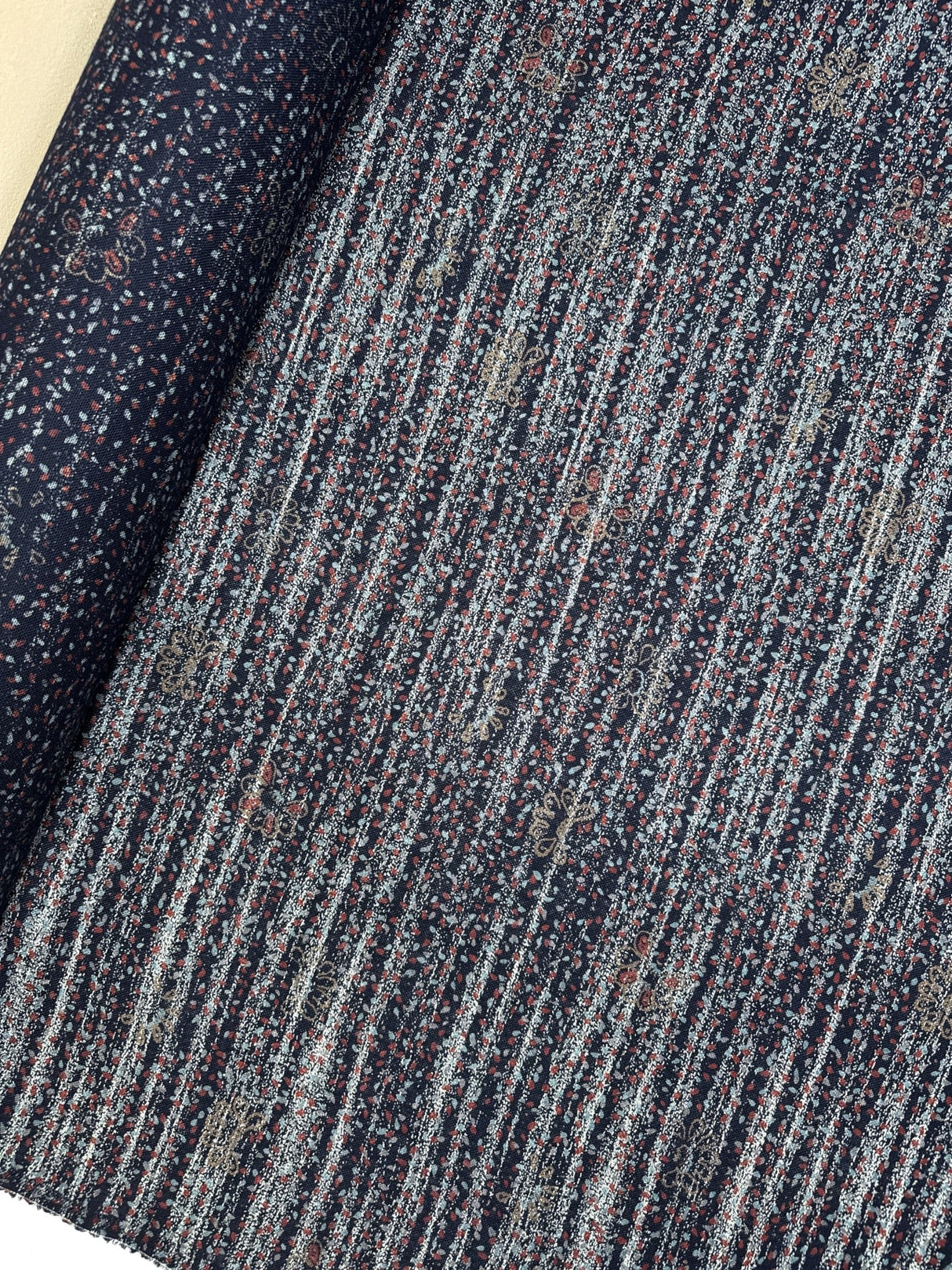 Wool Acrylic Striped Fabric White