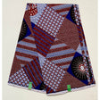 African Print Ankara Cotton Fabric - Brown, Blue, White Scatta, 46" Width (Per Yard)