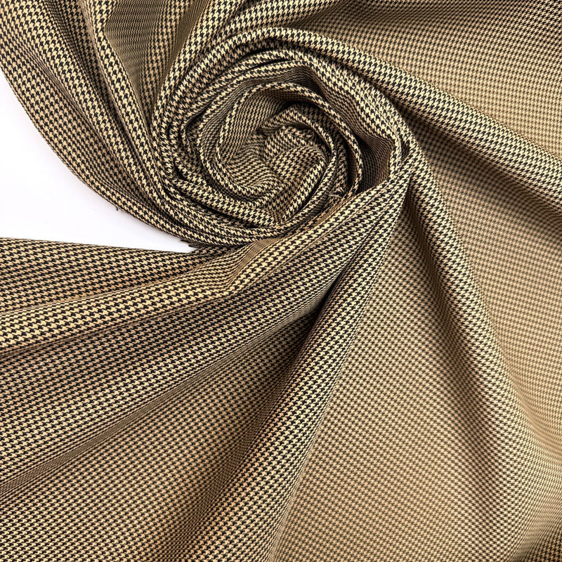 Polyester Cotton Houndstooth Tweed Brown Black