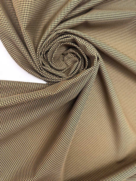 Polyester Cotton Houndstooth Tweed Brown Black