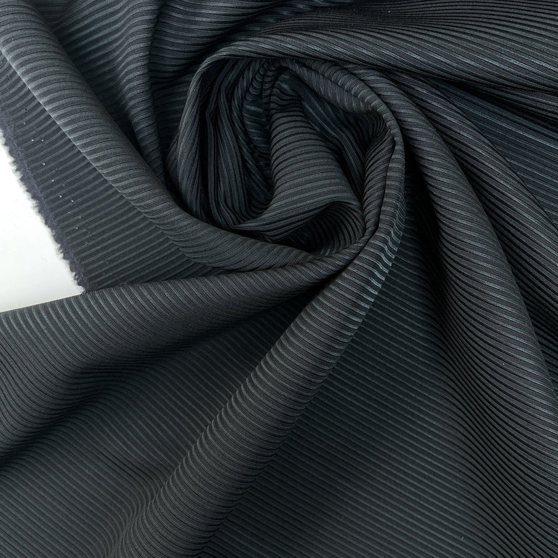 Wool Jacquard Ribbed Blue Fabric