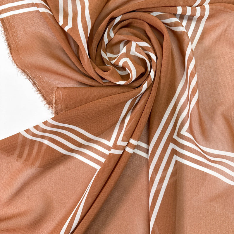 Polyester Chiffon Printed White Beige