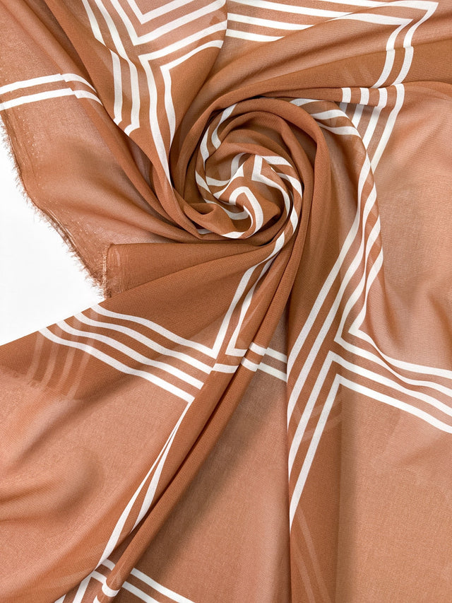Polyester Chiffon Printed White Beige