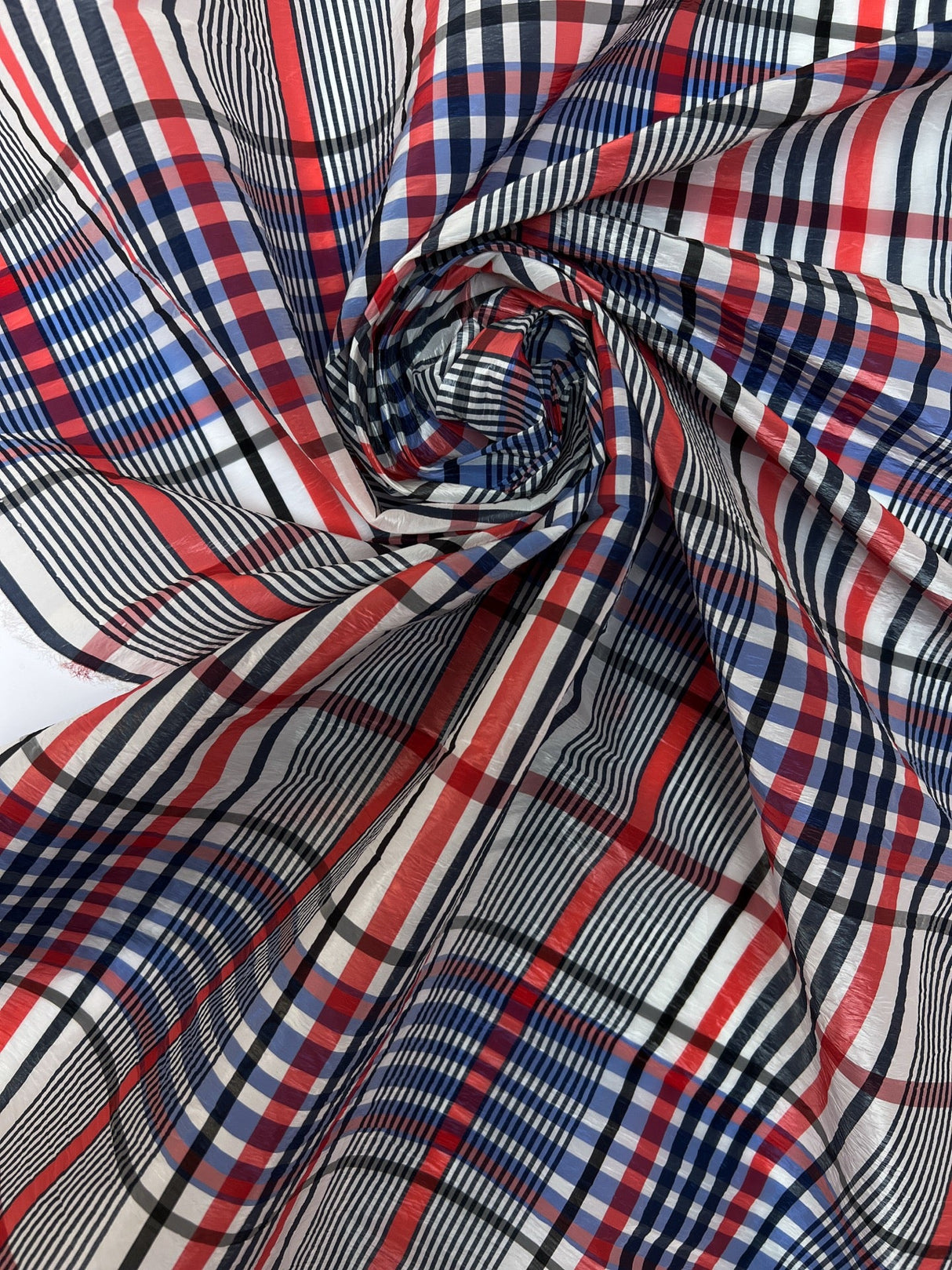 Polyester Blend Crinkled Checked Woven