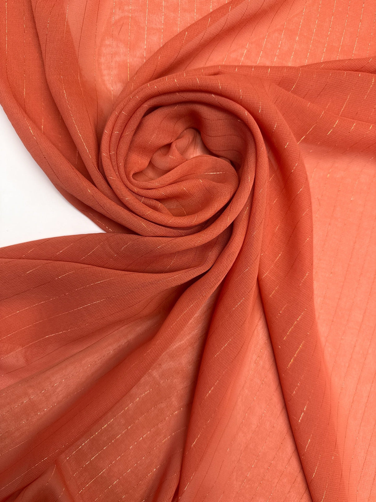 Orange Polyester Lurex Chiffon
