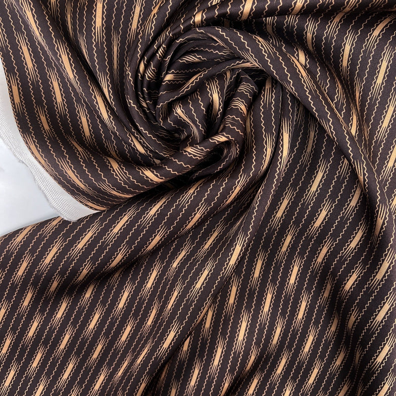 Polyester Sateen Printed Brown Beige