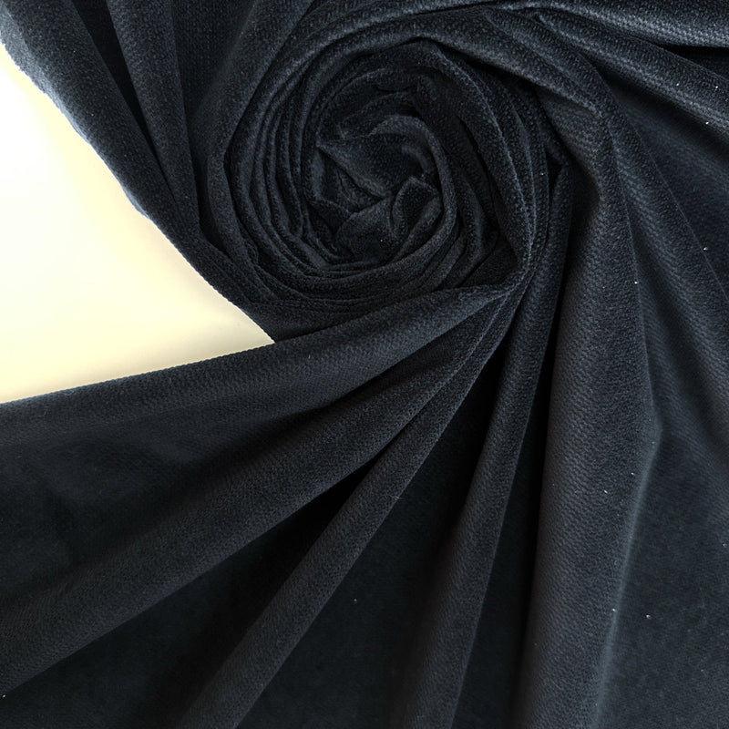 Blue Cotton Viscose Velour