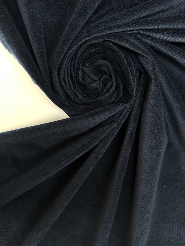 Blue Cotton Viscose Velour