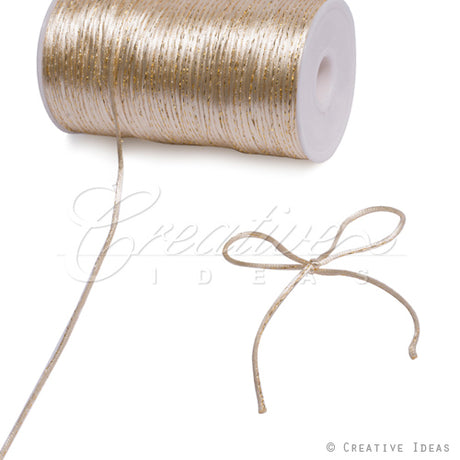 2Mm Rat-Tail (With Metallic Trim) - 200 Yards (Ivory/Gold)