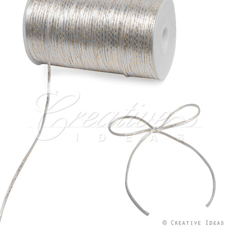 2Mm Rat-Tail (With Metallic Trim) - 200 Yards (White/Gold)