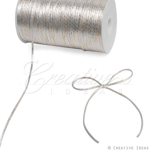 2Mm Rat-Tail (With Metallic Trim) - 200 Yards (White/Gold)