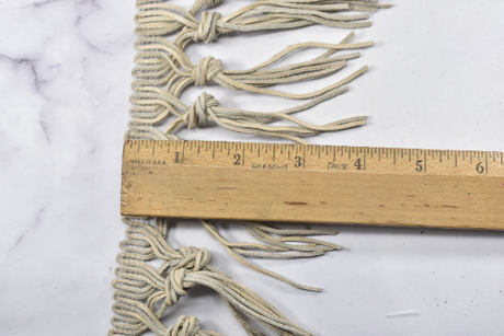 Faux Leather Fringe Trim Beige 4 Inch