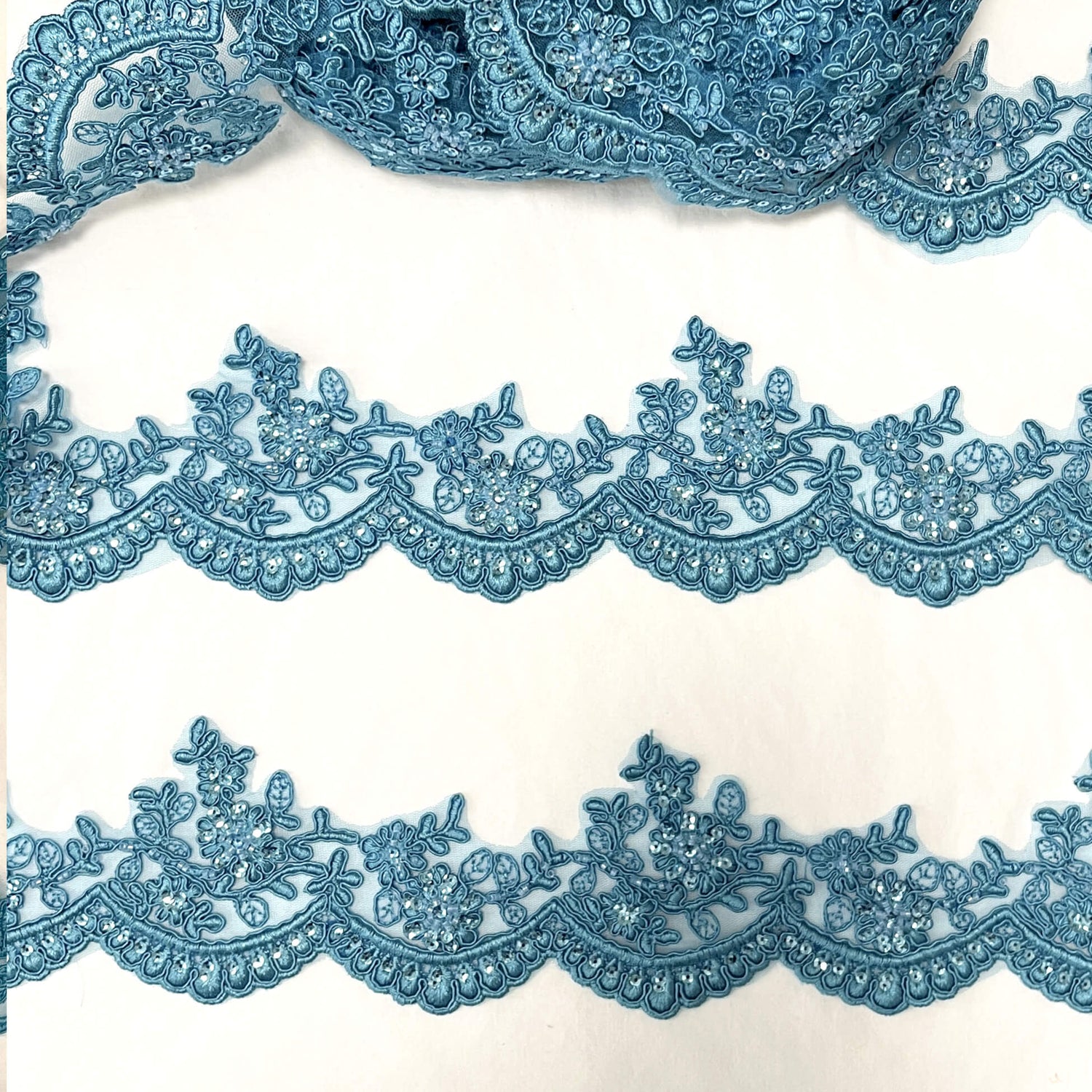 Embroidered Floral Beaded Lace Trim