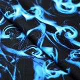 Fire Tornado Nylon Spandex Fabric - Fire Flame Print, Orange/Red Foil, Pink/Pink Foil, Blue/Royal Foil, 58/60" Width (1 Yard)