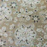 Bandana Poly Spandex Fabric - Beige/Red Paisley, 58/60" Width (1 Yard)